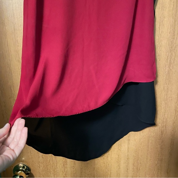 4/$20 | Le Chateau Red Chiffron Tank Top with asymmetrical hem - Picture 3 of 6